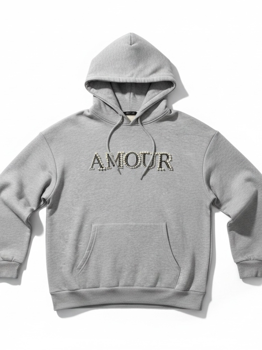 Forever 21 Gray 'AMOUR' Embellished Hoodie